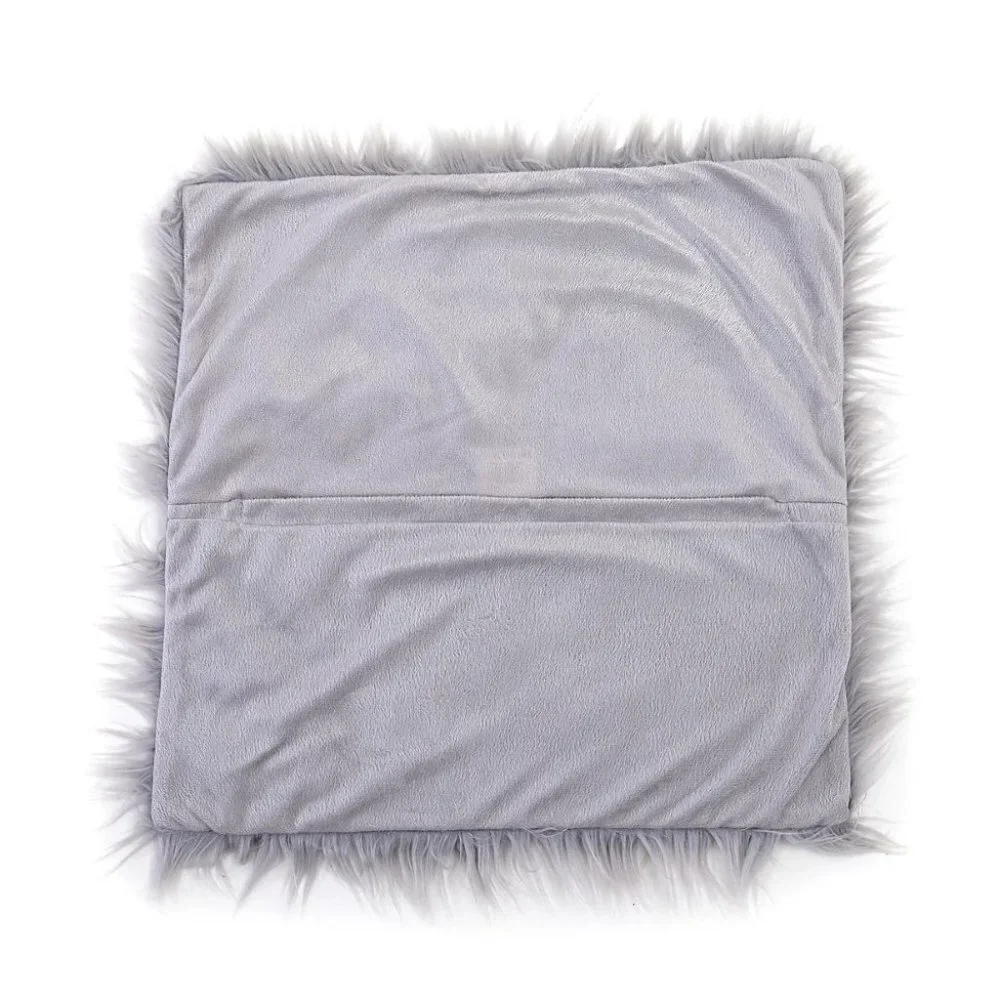 Set of 2 Faux Fur Cushion Cover Grey